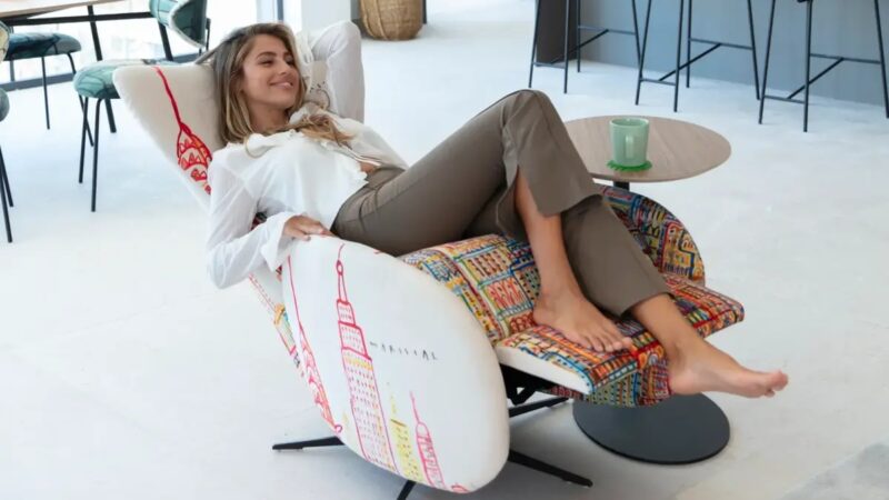 Mondrian relax armchair design patterned by Mariscal