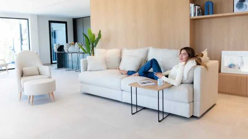 Sofá 4 plazas lino decoración