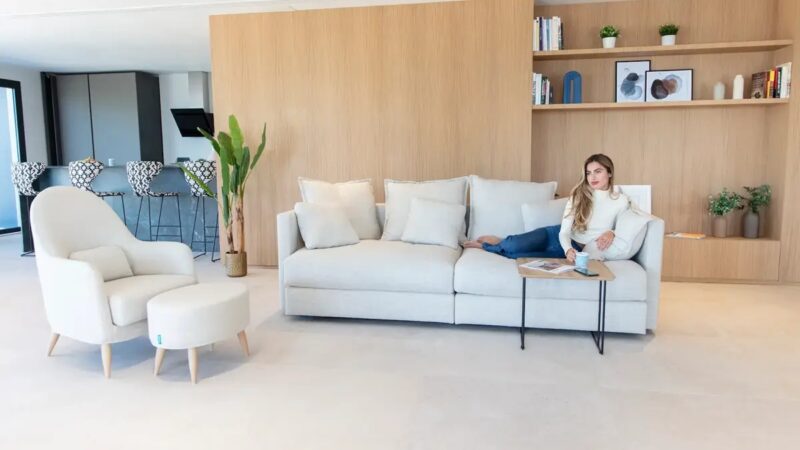 Sofá sentada blanda lino