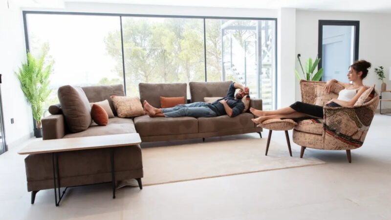 Large brown sofa