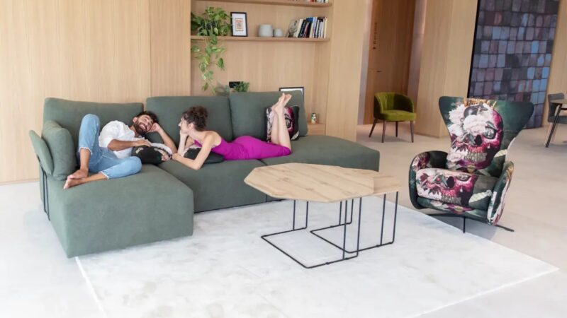 Teseo modular green sofa